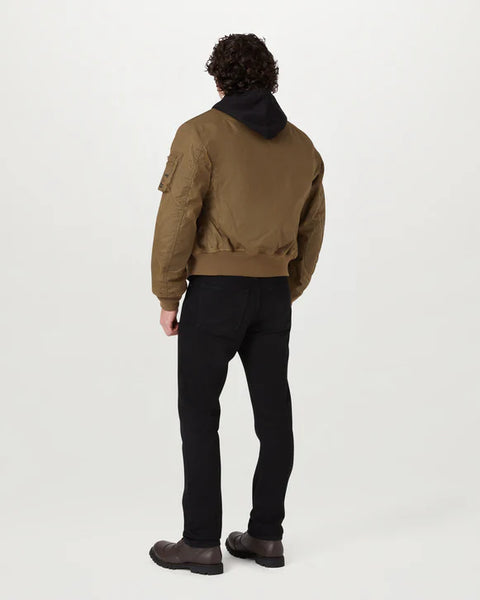 Belstaff Brecon Bomber Motorcycle Jacket Green worn by model on white background