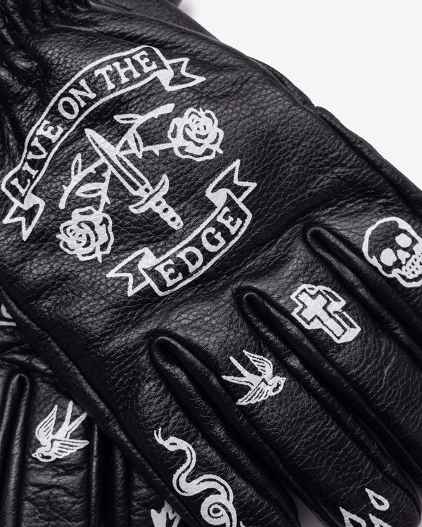 Macleod Memento Mori Leather Gloves - Black