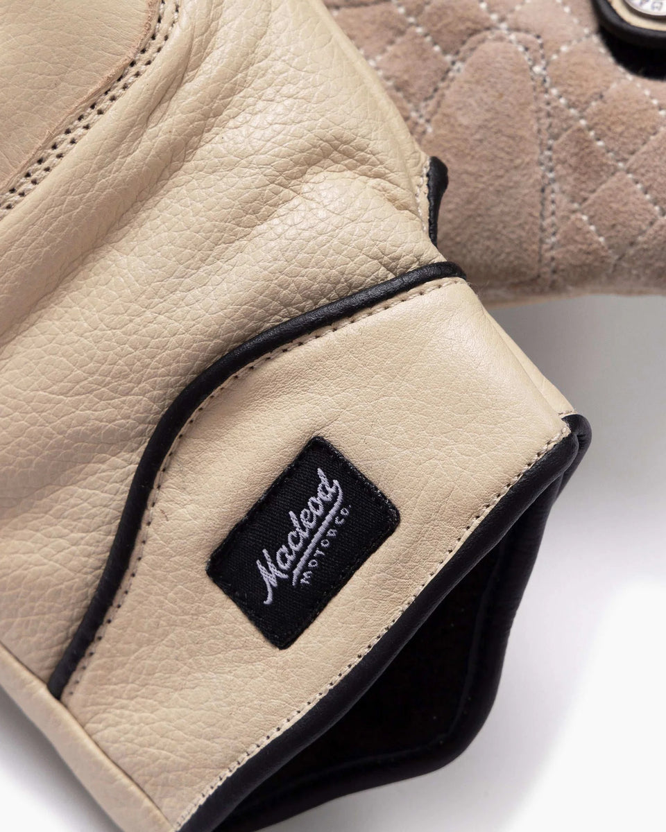 Macleod Rebel Leather Gloves - Cream studio image showing detail