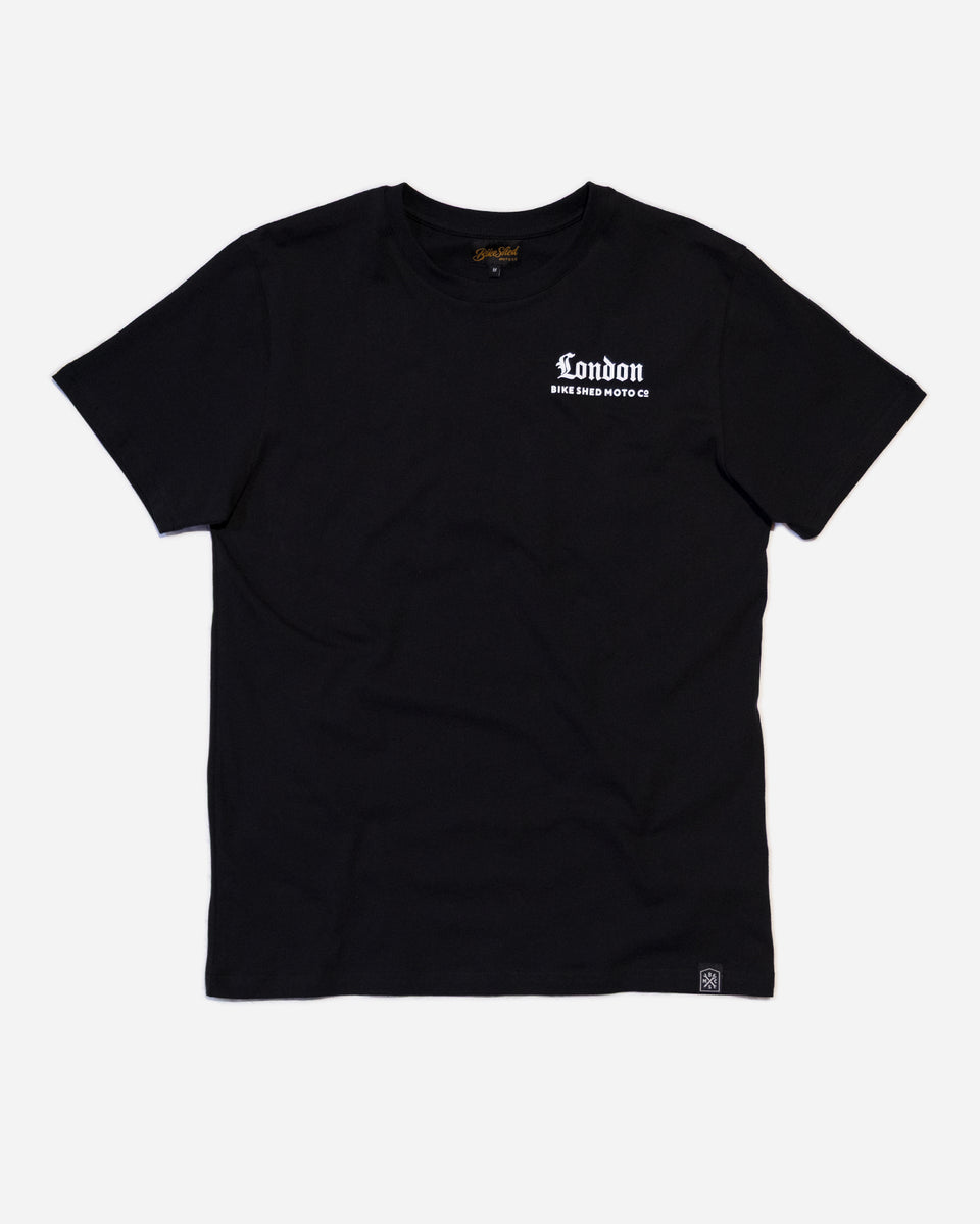 Bike Shed Olde London T-Shirt Black Studio Image Front