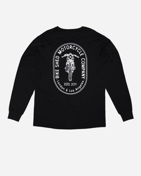 BSMC Cafe Bars Long Sleeve Motorcycle Graphic T-Shirt - Black