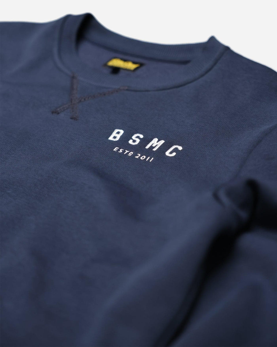 BSMC ESTD. Embroidered Logo Motorcycle Sweatshirt - Navy