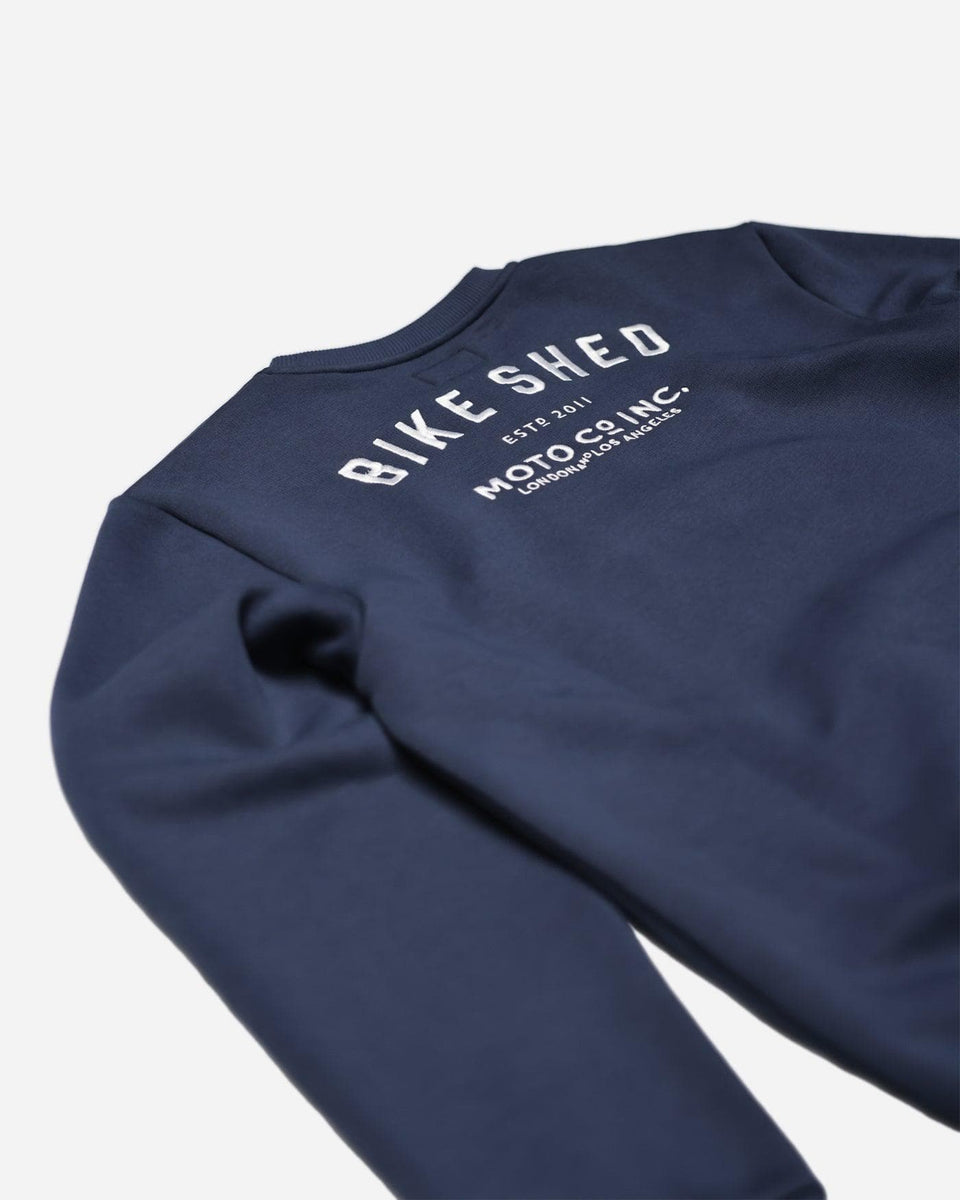 BSMC ESTD. Embroidered Logo Motorcycle Sweatshirt - Navy
