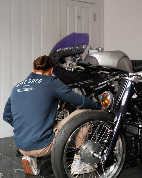 BSMC ESTD. Embroidered Logo Motorcycle Sweatshirt - Navy