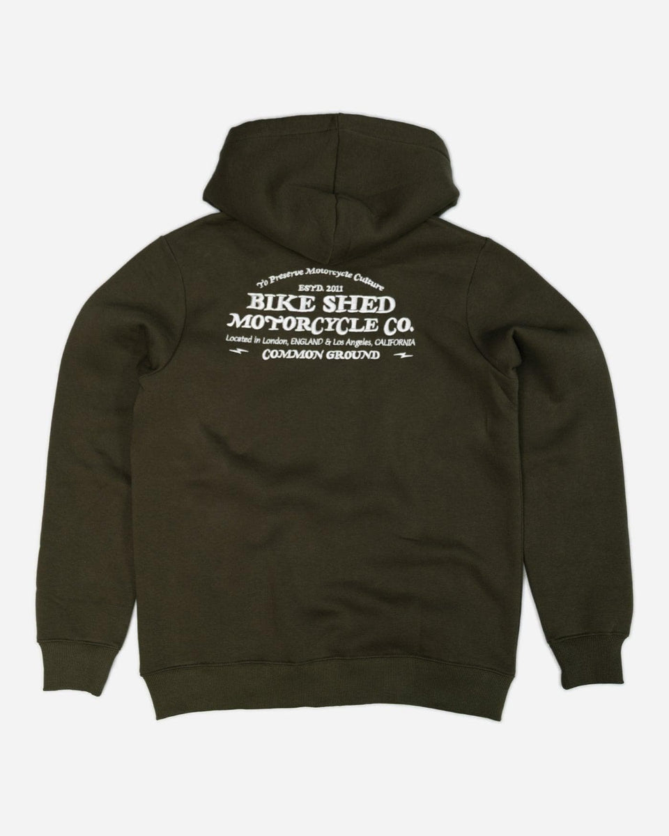 Green Bike Shed Motorcycle Co. Good Times Hooded Sweatshirt - back