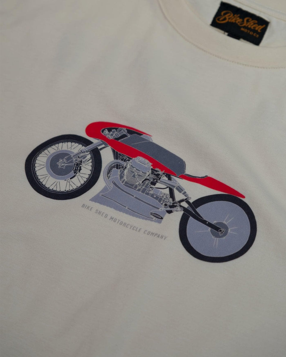 BSMC Guzzi Motorcycle ESTD. T-Shirt - Cream - front detail