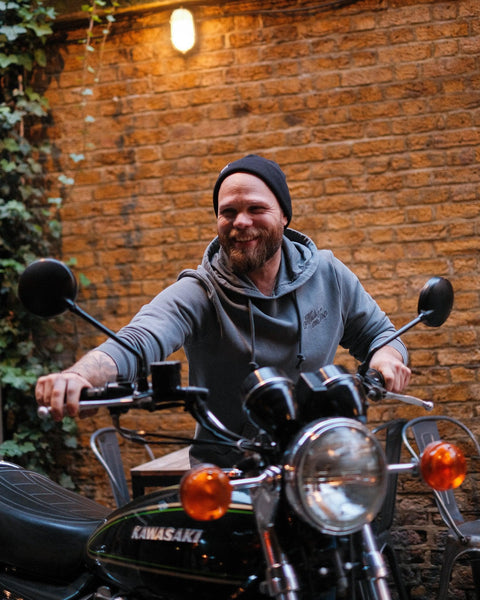 BSMC Moto Co Overhead Motorcycle Hoodie - Washed Grey