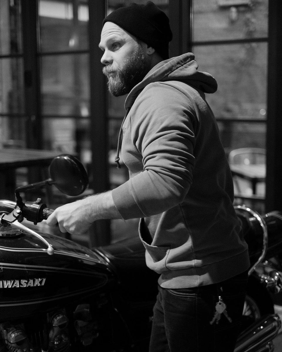 BSMC Moto Co Overhead Motorcycle Hoodie - Washed Grey