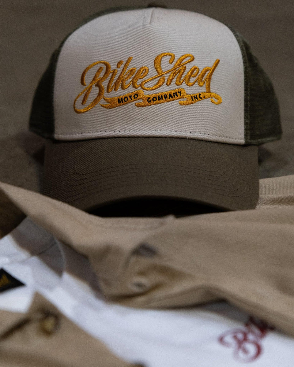 BSMC Embroidered Pennant Motorcycle Cap - Olive