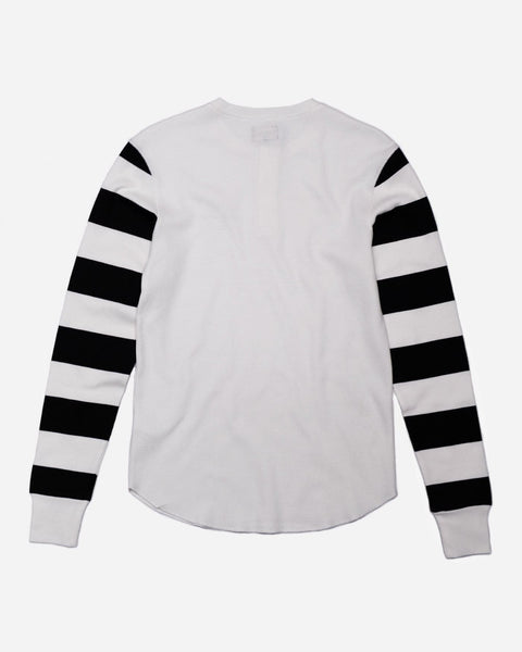 Rocker Long Sleeve Motorcycle Waffle Shirt - Cream/Black