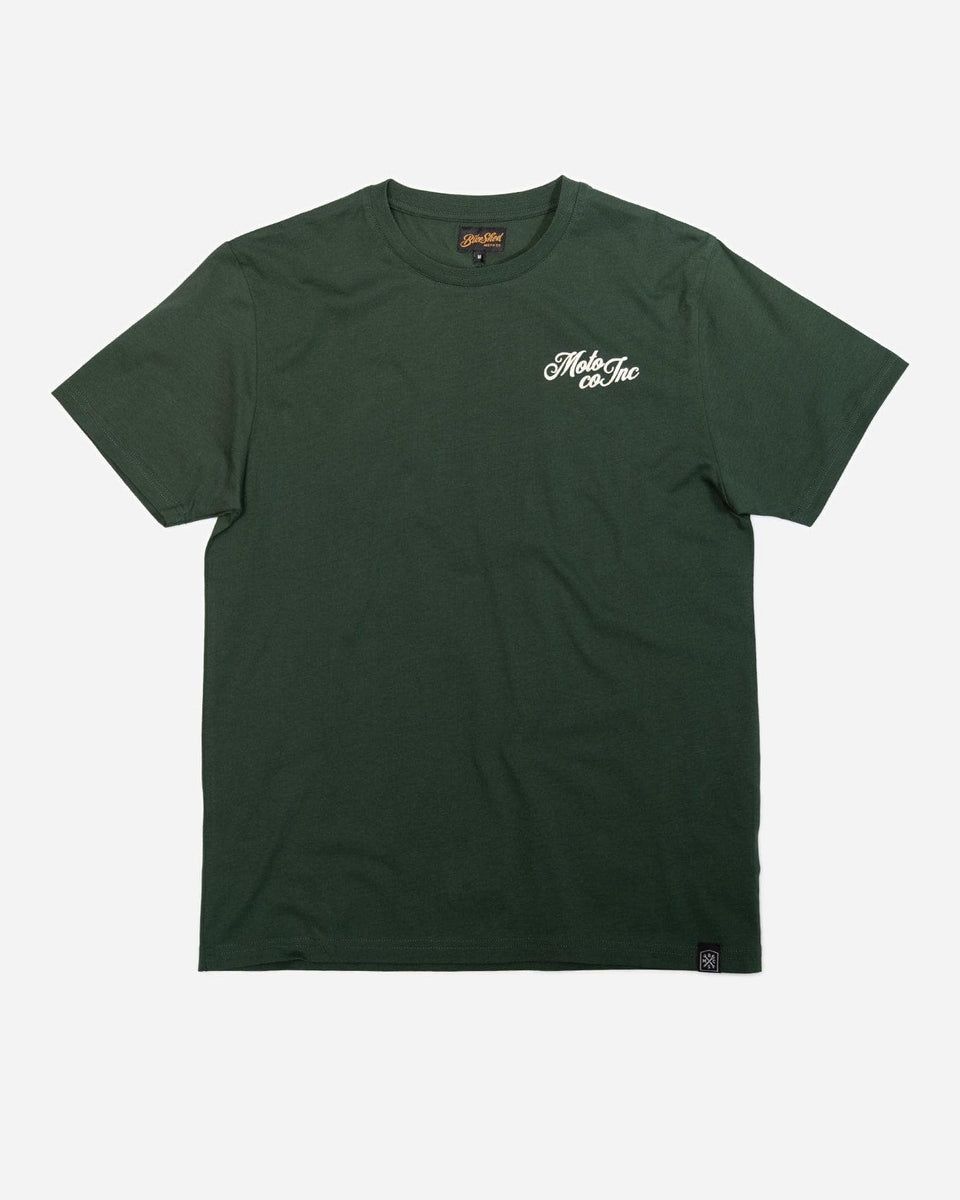 Green BSMC Logo Shoreditch Motorcycle T-Shirt - front detail