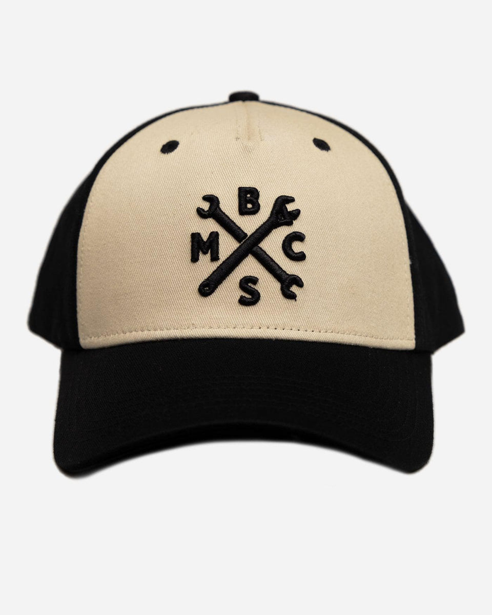 BSMC Spanners Logo Motorcycle Cap - Cream/Black