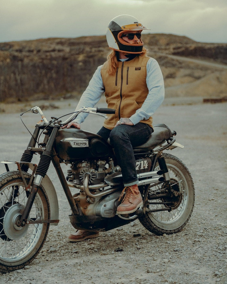 Cotton Motorcycle Utility Vest - Tan