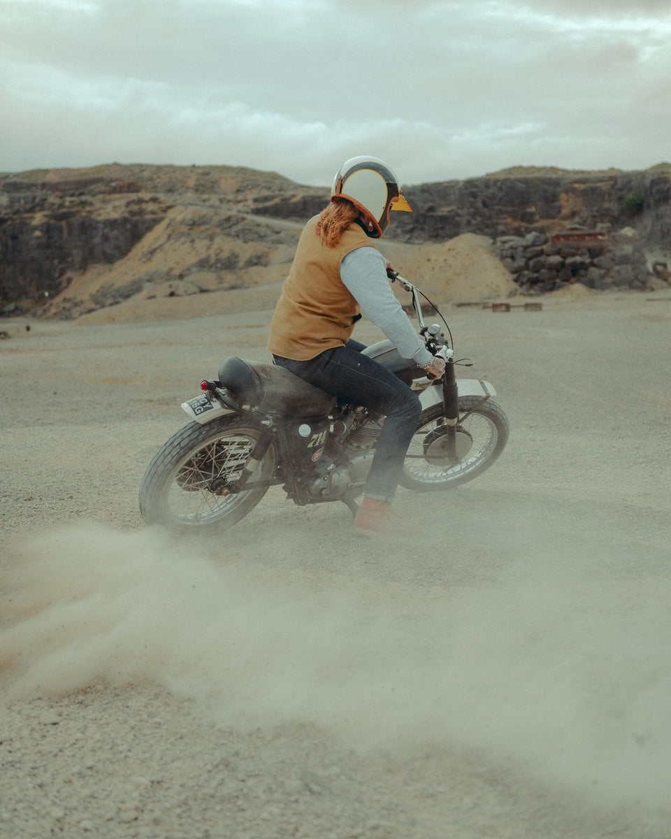 Cotton Motorcycle Utility Vest - Tan