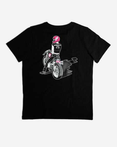 Black Women's FKU 4LL Motorcycle Graphic T-Shirt - back