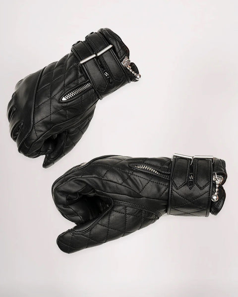 Goldtop Cafe Racer quilted leather motorcycle gloves black studio image