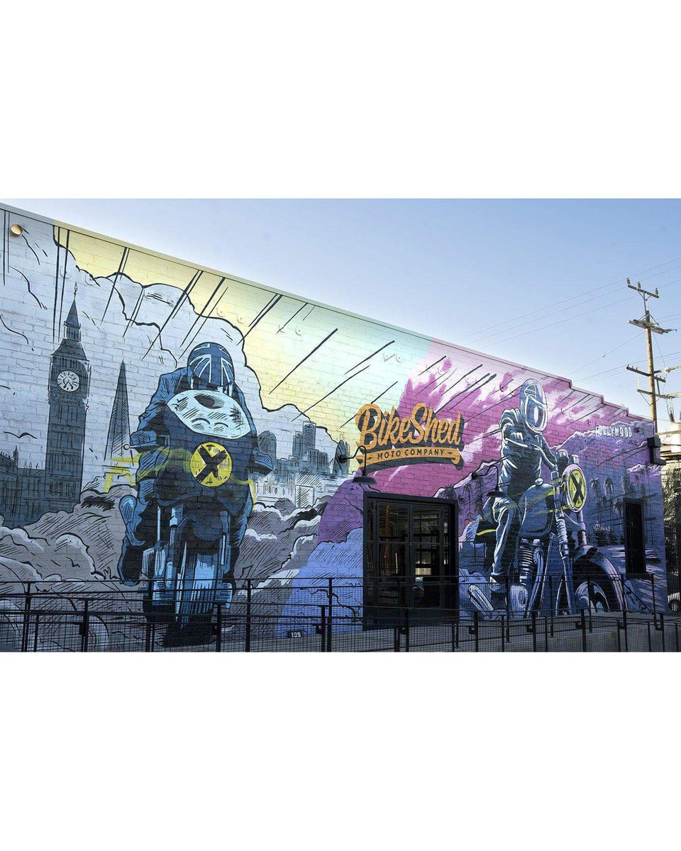 BSMC Motorcycle Mural Graphic T Shirt - White
