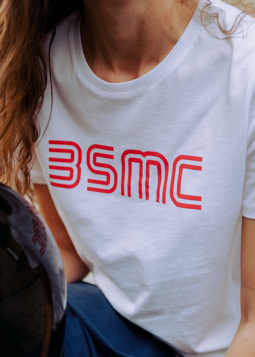 BSMC Women's '77 Motorcycle T Shirt - White/Red